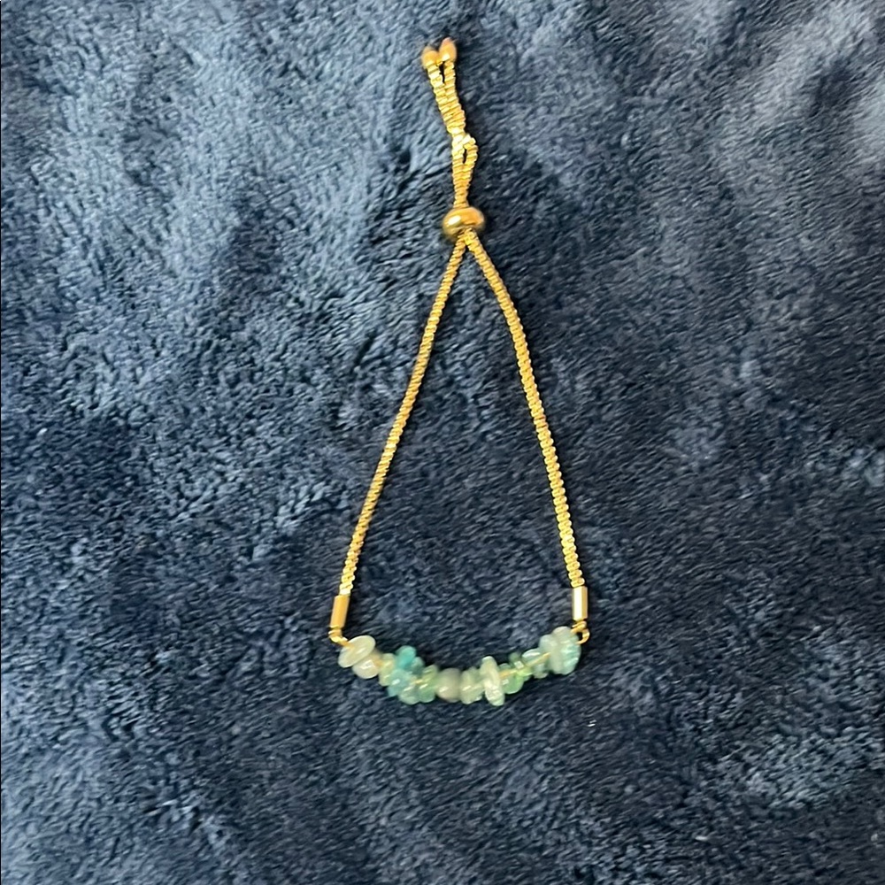 Gold and Green Beaded Cord Bracelet